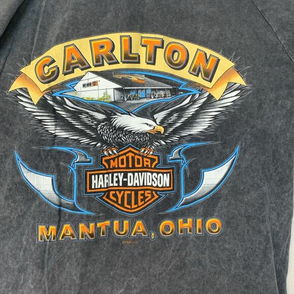 90s Harley Davidson mens medium long sleeve shirt acid wash vintage logo grunge - Picture 9 of 9